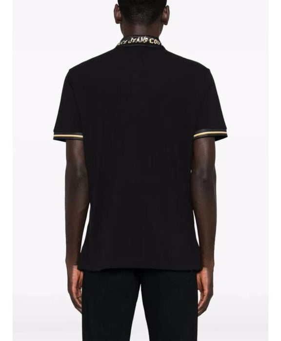 Versace Jeans Couture Black/Gold Mens Polo Shirt with Baroque Collar