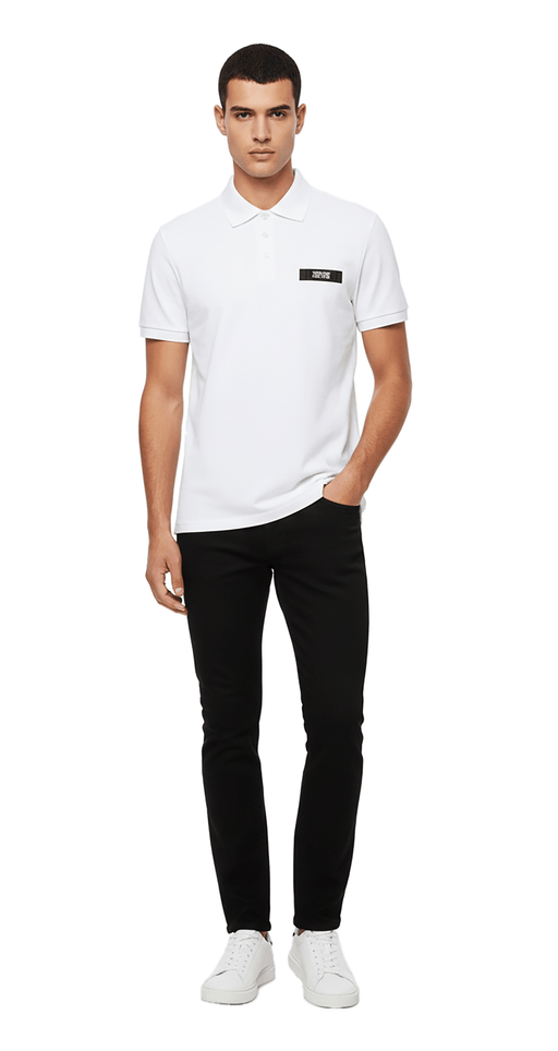 Versace Jeans Couture White Mens Polo Shirt with Contrast Chest Patch