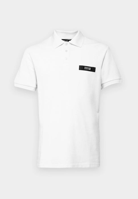 Versace Jeans Couture White Mens Polo Shirt with Contrast Chest Patch