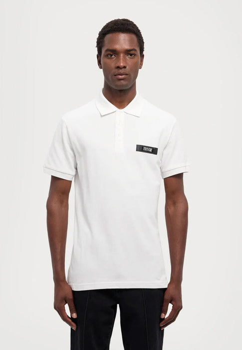 Versace Jeans Couture White Mens Polo Shirt with Contrast Chest Patch