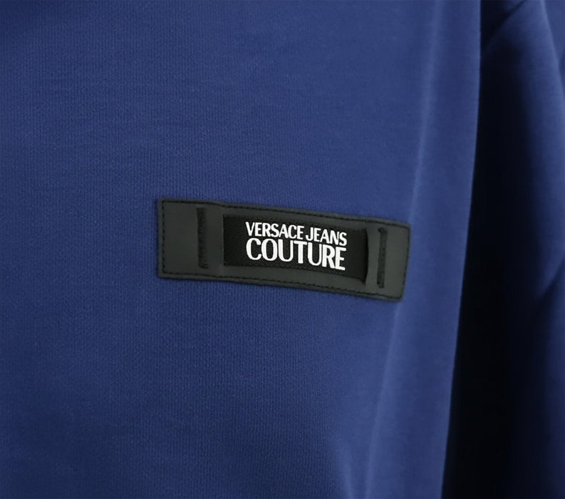 Versace Jeans Couture Steel Blue Mens Polo Shirt with Minimalist Chest Patch