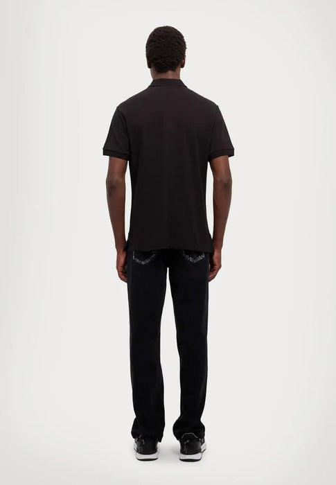 Versace Jeans Couture Black Mens Piqué Polo Shirt with Patch Detail