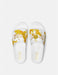 Versace Jeans Couture Baroque-Print White Mens Slide Sandals with Gold Accent -EU43