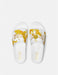 Versace Jeans Couture Baroque-Print White Slide Sandals with Gold Accent -EU43