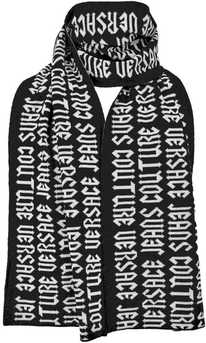 Versace Jeans Couture Gothic Signature Monochrome Black White Knitted Mens Scarf