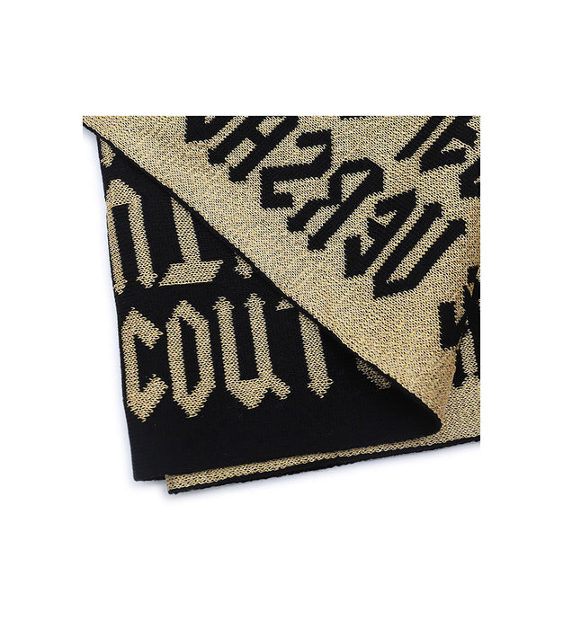 Versace Jeans Couture Gothic Signature Monochrome Black Gold Knitted Mens Scarf