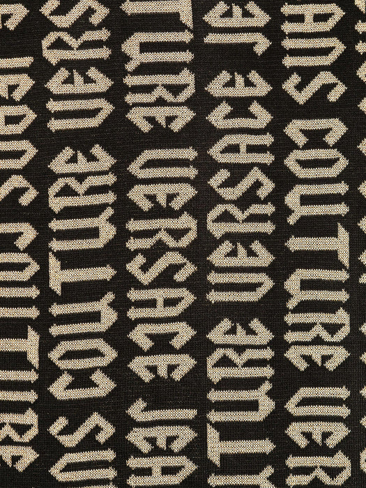 Versace Jeans Couture Gothic Signature Monochrome Black Gold Knitted Womens Scarf