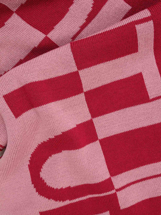 Versace Jeans Couture Oversized Signature Raspberry Knitted Womens Scarf