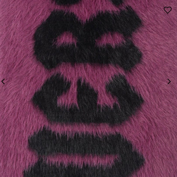 Versace Jeans Couture Bold Berry & Black Oversized Faux Fuzzy Fur Scarf