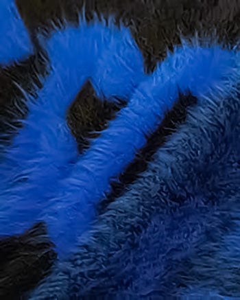 Versace Jeans Couture Bold Blue & Black Oversized Faux Fuzzy Fur Scarf