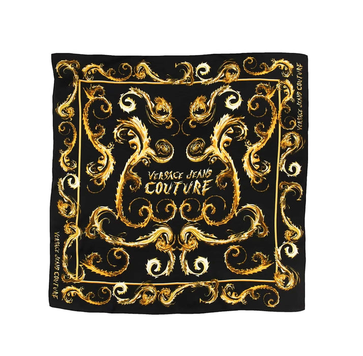 Versace Jeans Couture Black/Gold Silk Print Square Scarf
