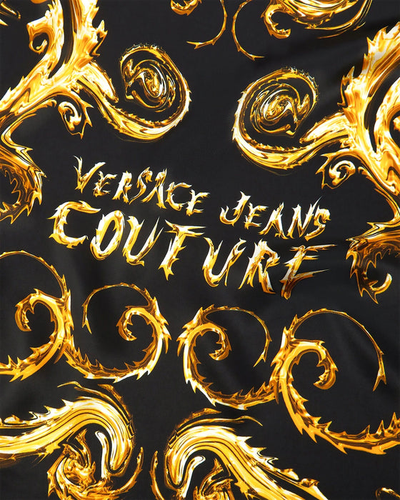 Versace Jeans Couture Black/Gold Silk Print Square Scarf