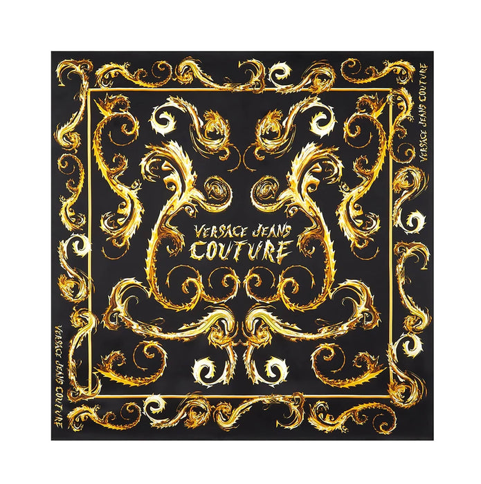 Versace Jeans Couture Black/Gold Silk Print Square Scarf