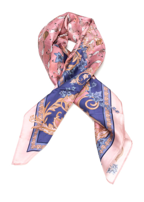 Versace Jeans Couture Pink/Violet Swan Print Silk Scarf