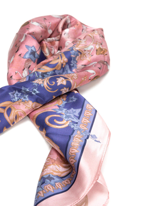 Versace Jeans Couture Pink/Violet Swan Print Silk Scarf