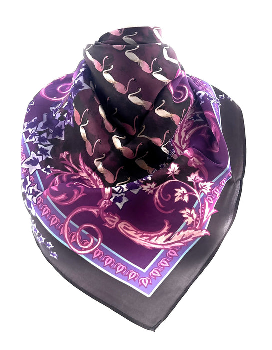 Versace Jeans Couture Silk Scarf with Multicolor Print – Plum