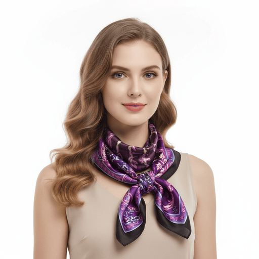 Versace Jeans Couture Plum Multicolor Silk Print Scarf