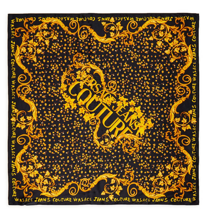Versace Jeans Couture Baroque  Black/Gold Bloom Silk Scarf