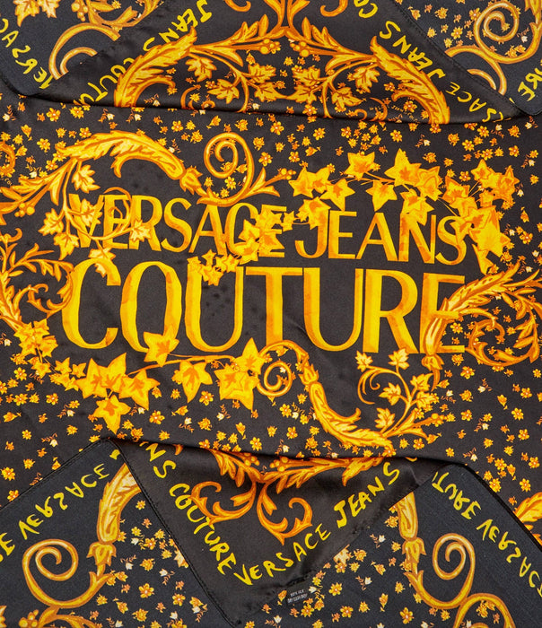 Versace Jeans Couture Baroque  Black/Gold Bloom Silk Scarf