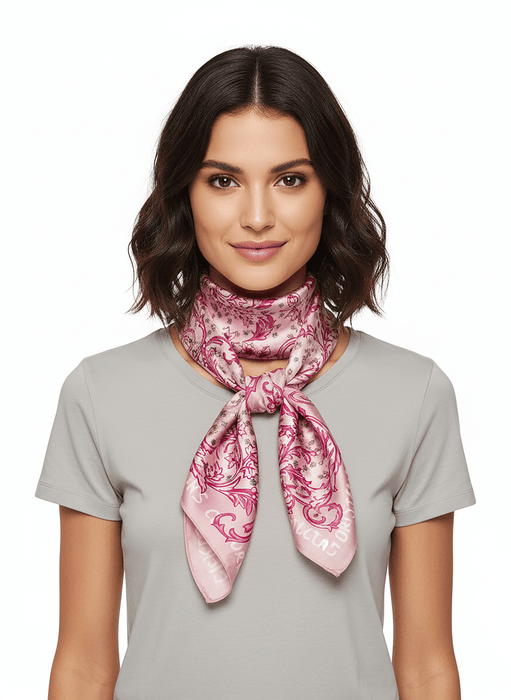 Versace Jeans Couture Silk Scarf with Baroque Print – Rose