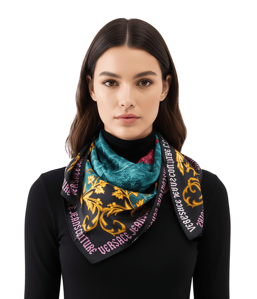 Versace Jeans Couture Luxury Multicolor Snake-Print Scarf with Baroque Borders