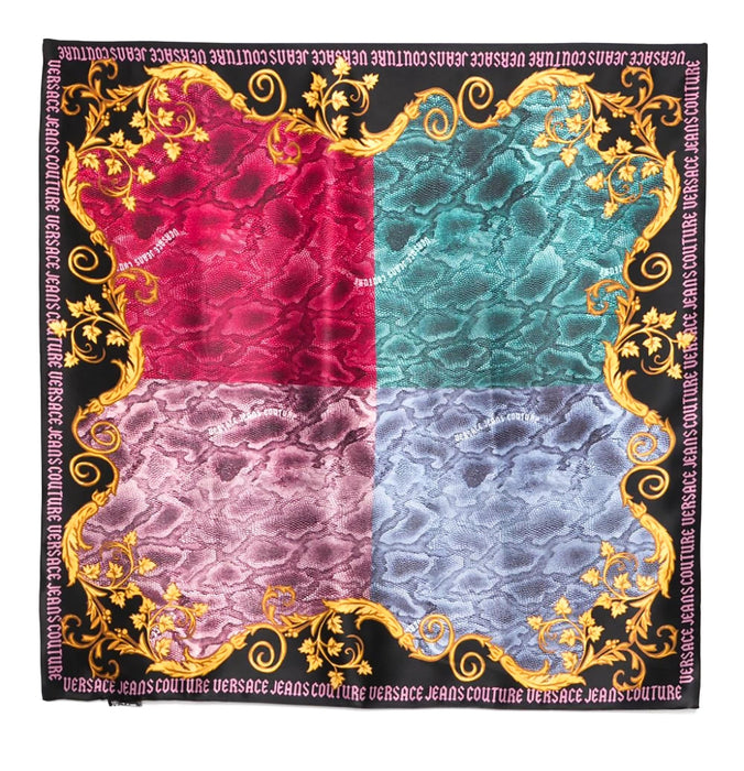 Versace Jeans Couture Luxury Multicolor Snake-Print Scarf with Baroque Borders