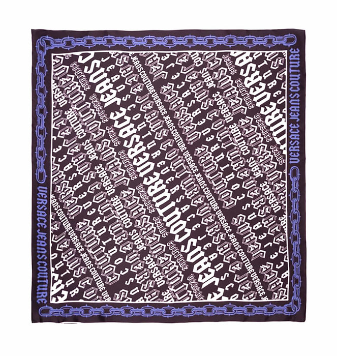 Versace Jeans Couture Bold Gothic Print Square Scarf with Chain Border