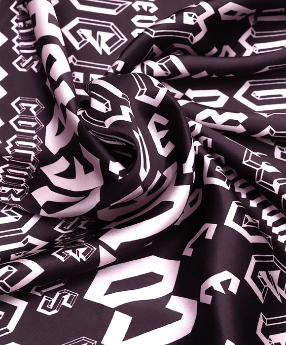 Versace Jeans Couture Bold Gothic Print Square Scarf with Chain Border
