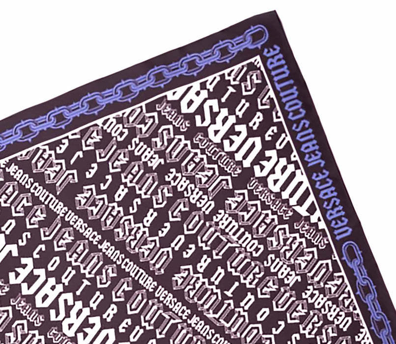 Versace Jeans Couture Bold Gothic Print Square Scarf with Chain Border