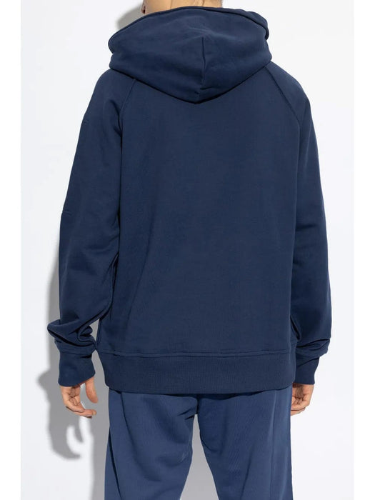 Versace Jeans Couture Steel Blue Cotton Mens Signature Statement Print Hoodie