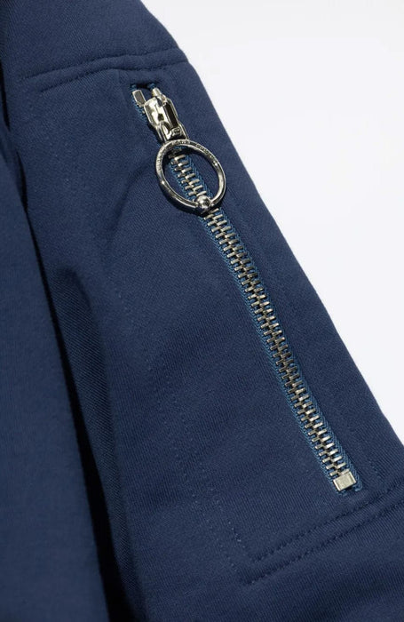 Versace Jeans Couture Steel Blue Cotton Mens Signature Statement Print Hoodie