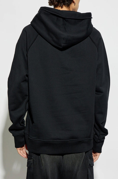 Versace Jeans Couture Black Cotton Mens Signature Statement Print Hoodie