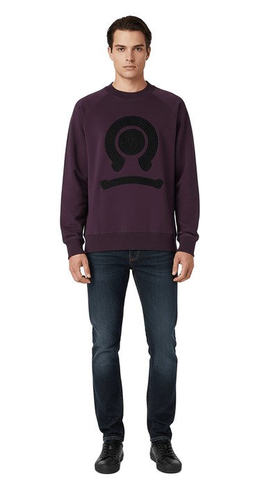 Versace Jeans Couture Plum Cotton Mens Signature Statement Print Hoodie