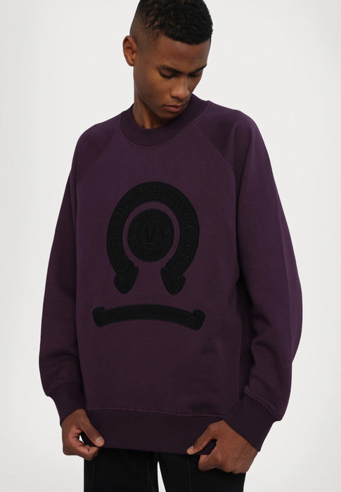 Versace Jeans Couture Plum Cotton Mens Signature Statement Print Hoodie