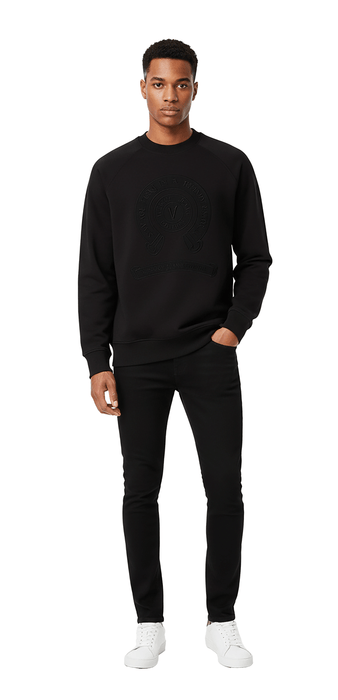 Versace Jeans Couture Black Cotton Mens Signature Statement Print Hoodie-M