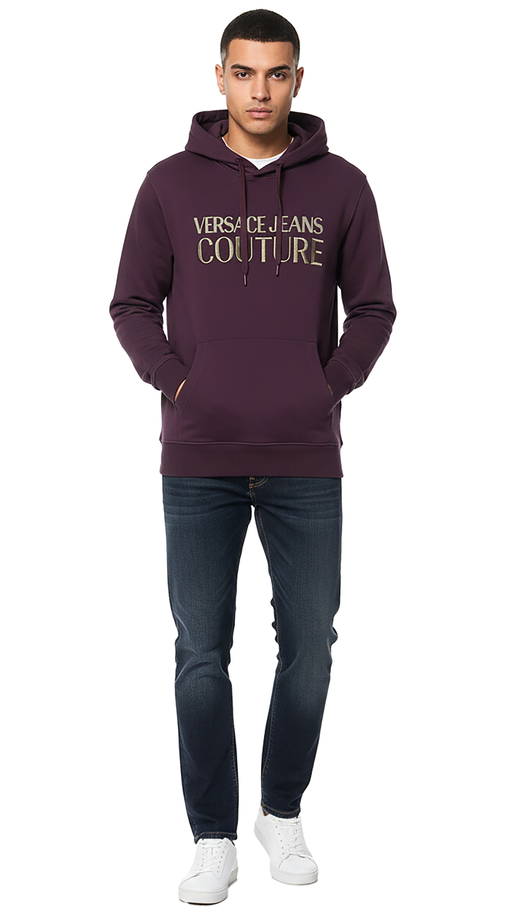 Versace Jeans Couture Plum Cotton Mens Signature Hoodie