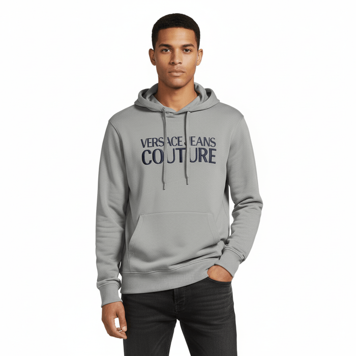 Versace Jeans Couture Ice Grey Cotton Mens Signature Hoodie-XXL