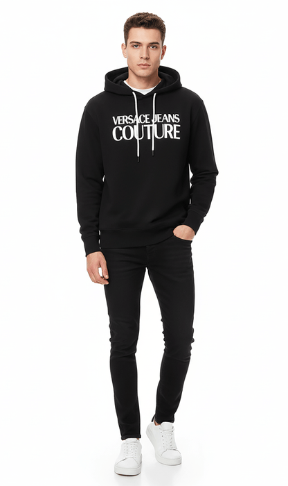 Versace Jeans Couture Black Cotton Mens Signature Hoodie-S