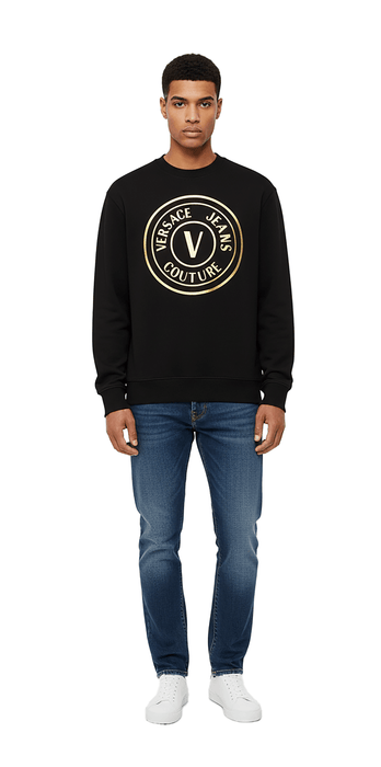 Versace Jeans Couture Black/Gold Cotton Mens Foil Medallion Logo sweatshirt-M