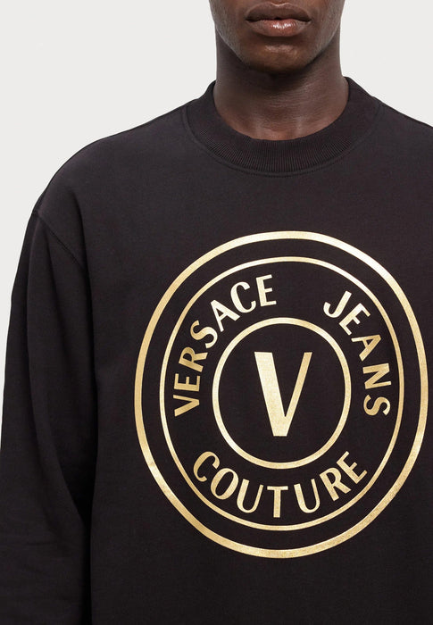 Versace Jeans Couture Black/Gold Cotton Mens Foil Medallion Logo sweatshirt