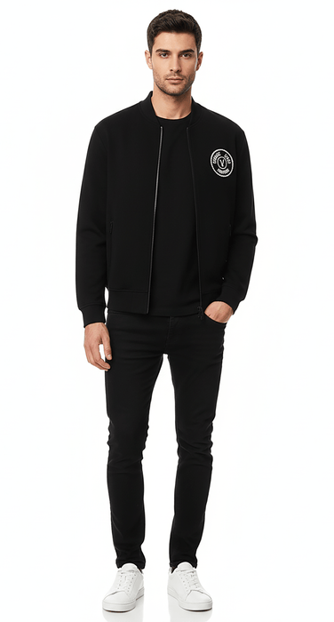 Versace Jeans Couture Black Cotton Mens Signature Chain Emblem Zip Sweatshirt-S