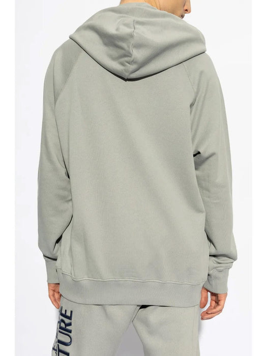 Versace Jeans Couture Ice Grey Cotton Mens Eagle Chain Print Hoodie