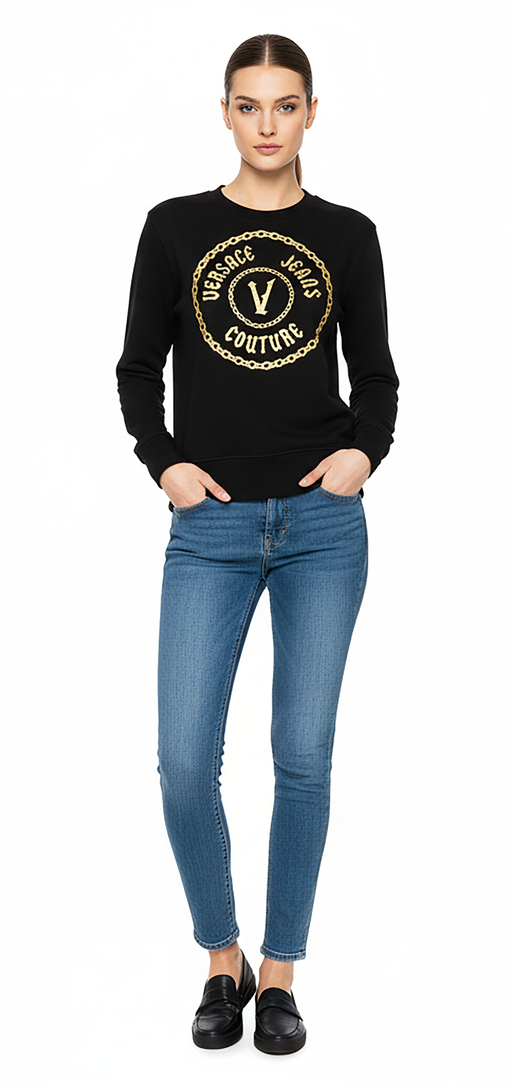Versace Jeans Couture Black/Gold Signature Logo Printed Sweatshirt-