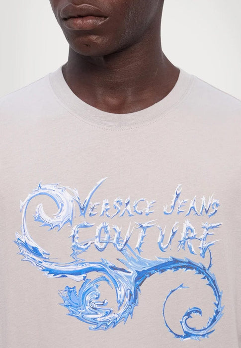 Versace Jeans Couture Ice Grey Mens Graphic Logo Short Sleeve  T-Shirt