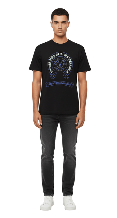 Versace Jeans Couture Black Mens Graphic Logo Short Sleeve  T-Shirt-S
