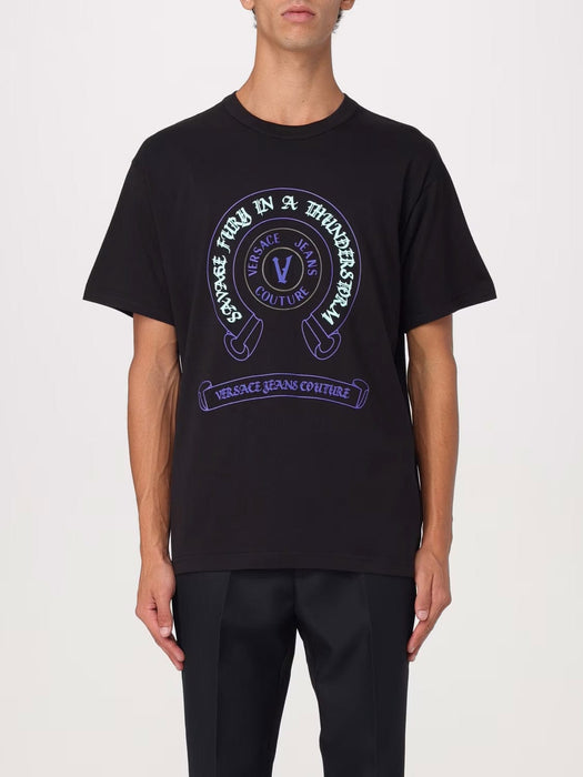 Versace Jeans Couture Black Mens Graphic Logo Short Sleeve  T-Shirt