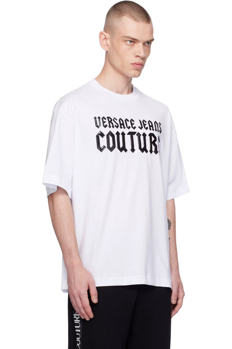 Versace Jeans Couture White Mens Oversized Gothic Print Graphic T-Shirt