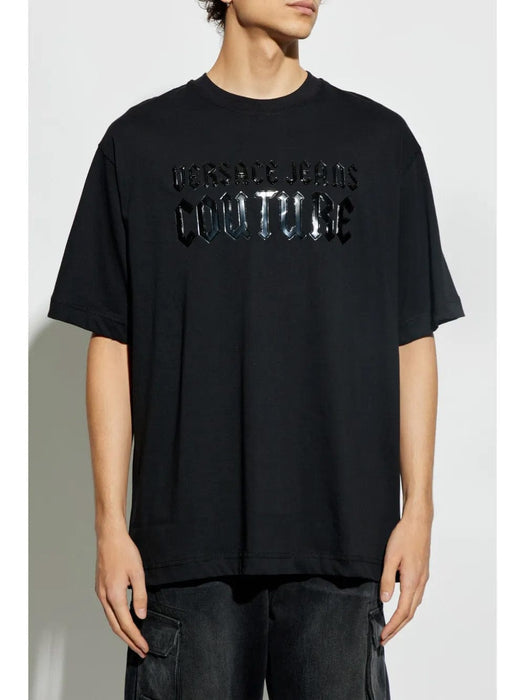Versace Jeans Couture Black Mens Gothic Graphic Oversized T-Shirt