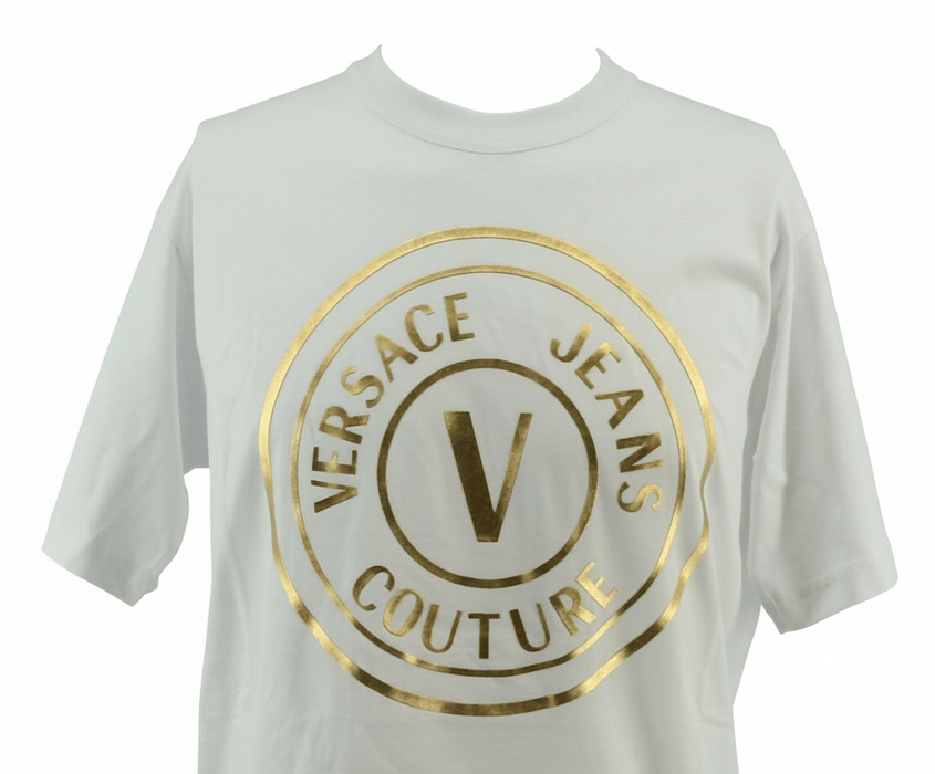 Versace Jeans Couture White/Gold Mens Oversized Screen Print Logo T-Shirt