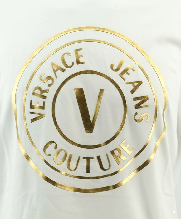 Versace Jeans Couture White/Gold Mens Oversized Screen Print Logo T-Shirt